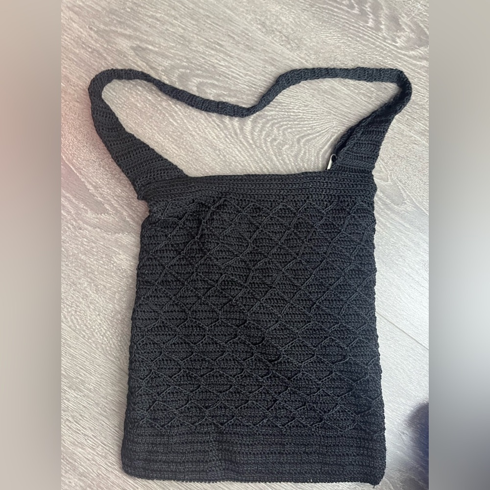 Chic Black Crochet Shoulder Bag